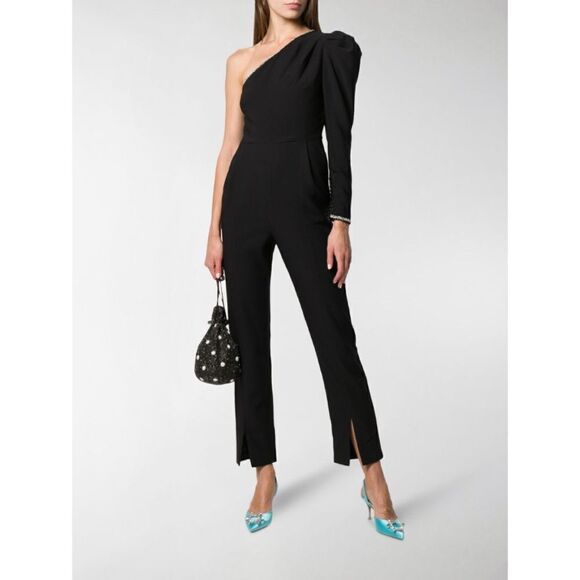 Self-Portrait One shoulder crepe Jumpsuit in black size US2 - Picture 13 of 13